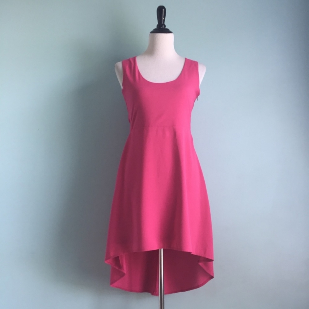 VeryJ Hot Pink Hi-Lo Backless Sleeveless Dress